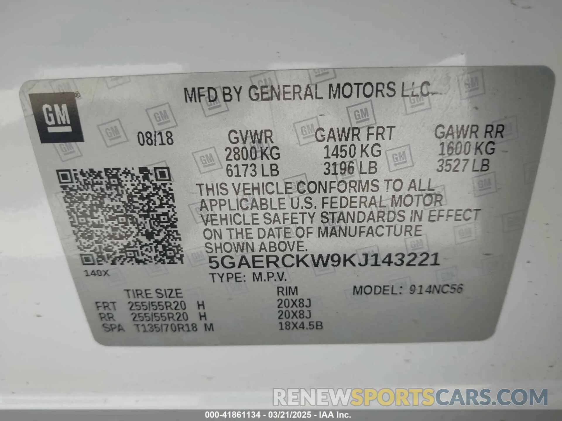 9 Фотография поврежденного автомобиля 5GAERCKW9KJ143221 BUICK ENCLAVE 2019