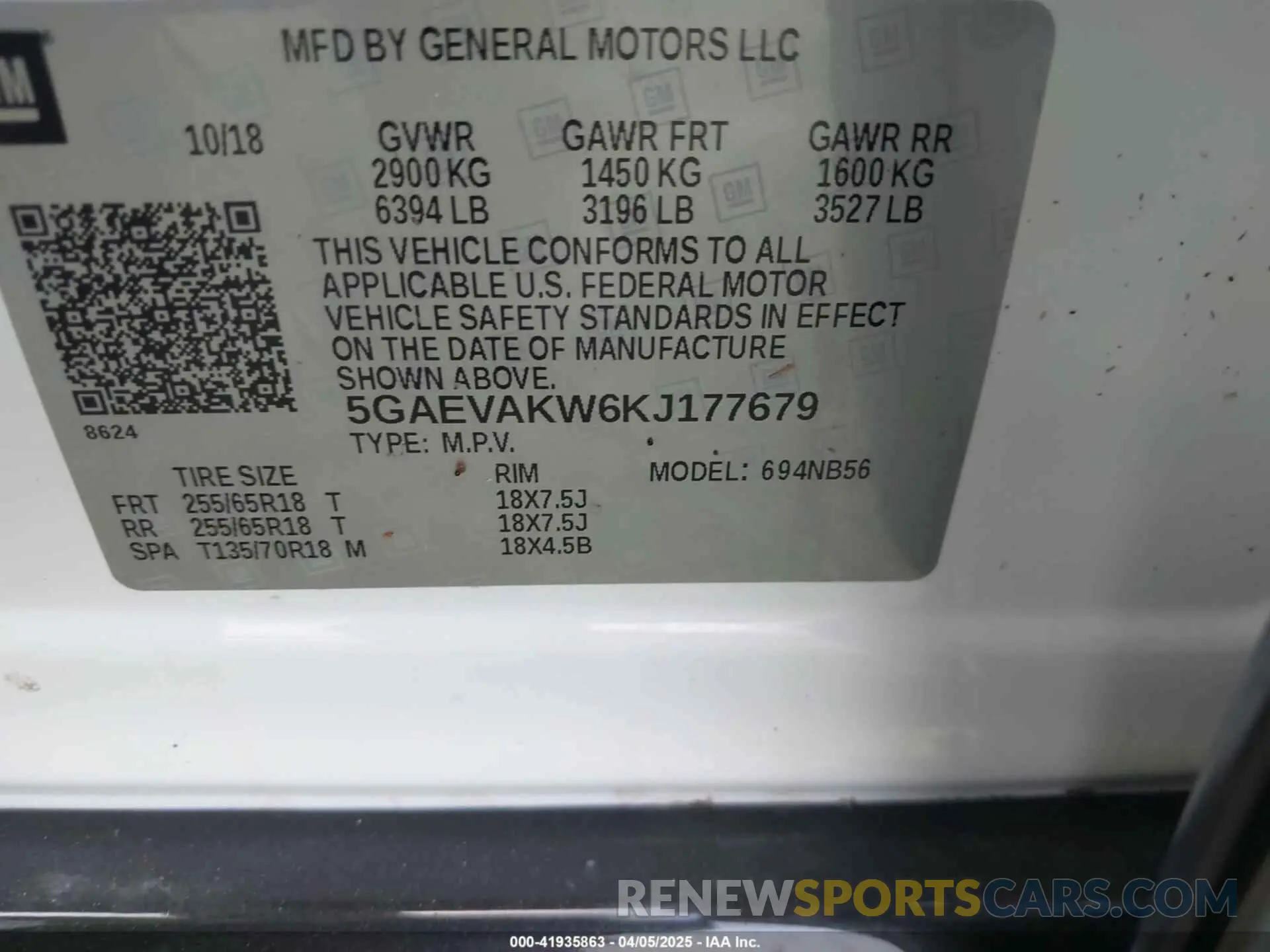 9 Фотография поврежденного автомобиля 5GAEVAKW6KJ177679 BUICK ENCLAVE 2019