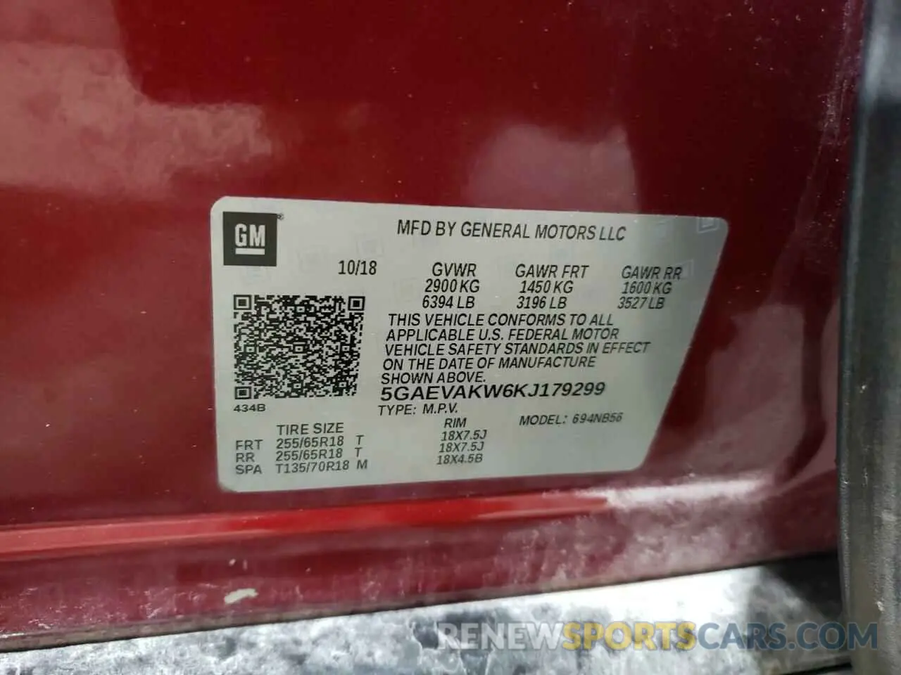 13 Фотография поврежденного автомобиля 5GAEVAKW6KJ179299 BUICK ENCLAVE 2019