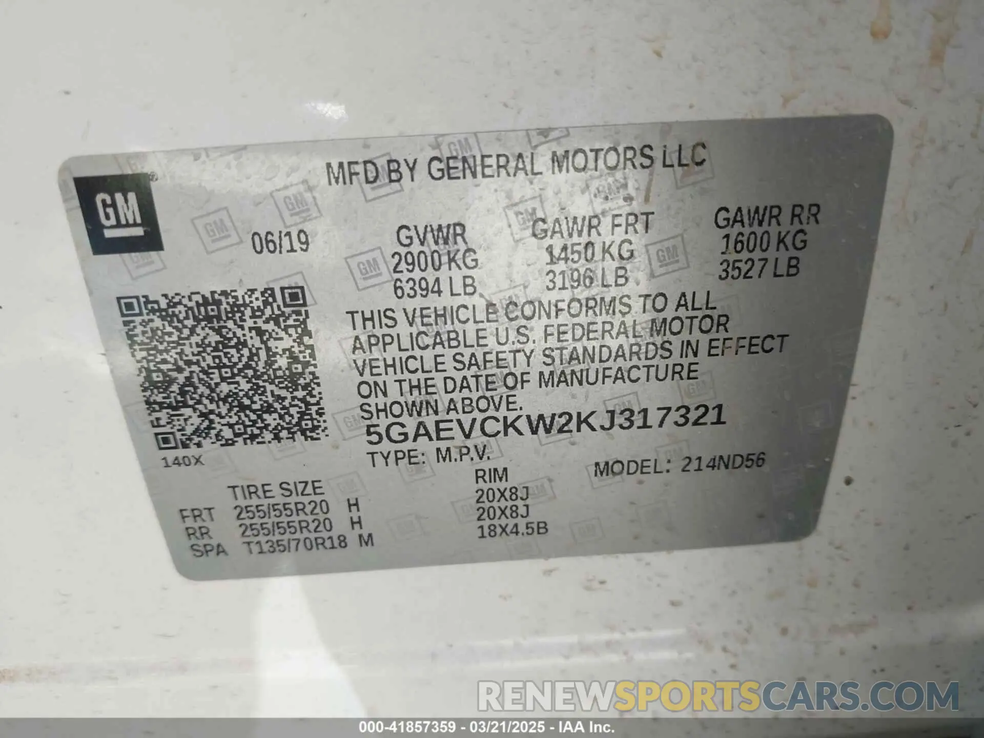 9 Фотография поврежденного автомобиля 5GAEVCKW2KJ317321 BUICK ENCLAVE 2019