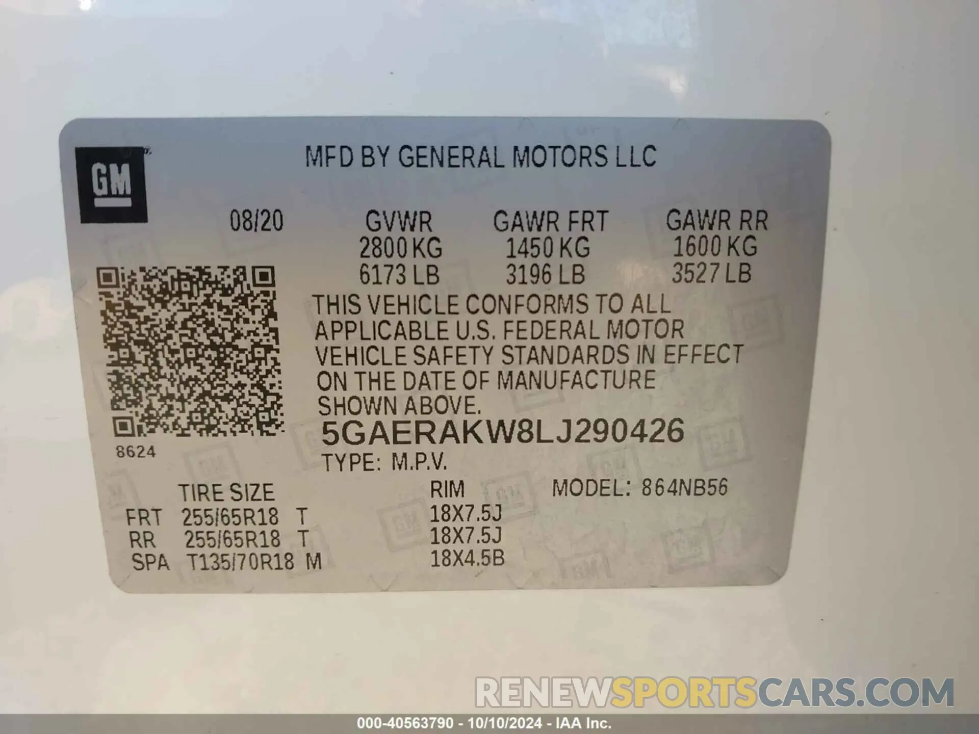 9 Фотография поврежденного автомобиля 5GAERAKW8LJ290426 BUICK ENCLAVE 2020
