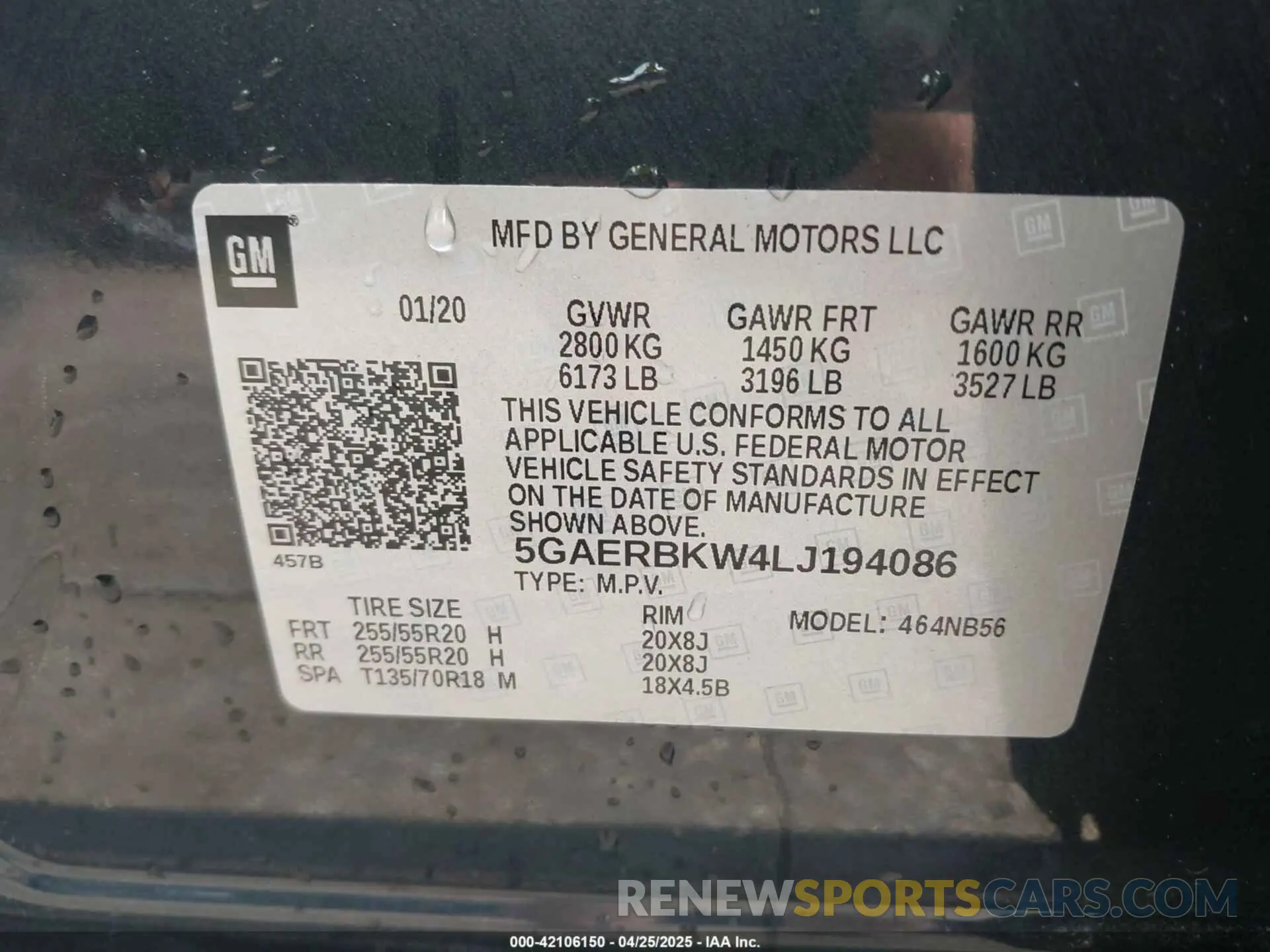 9 Photograph of a damaged car 5GAERBKW4LJ194086 BUICK ENCLAVE 2020