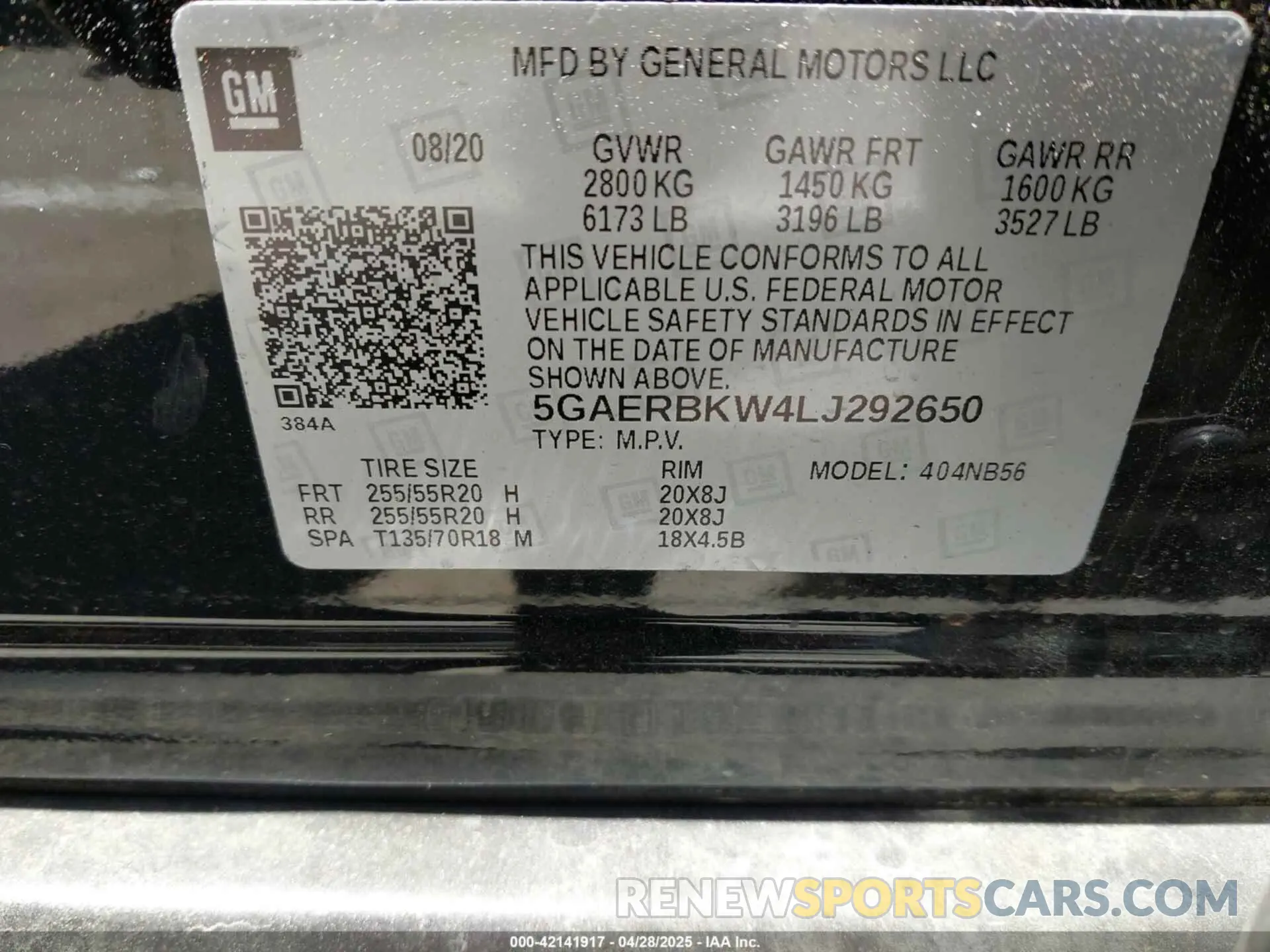 9 Photograph of a damaged car 5GAERBKW4LJ292650 BUICK ENCLAVE 2020