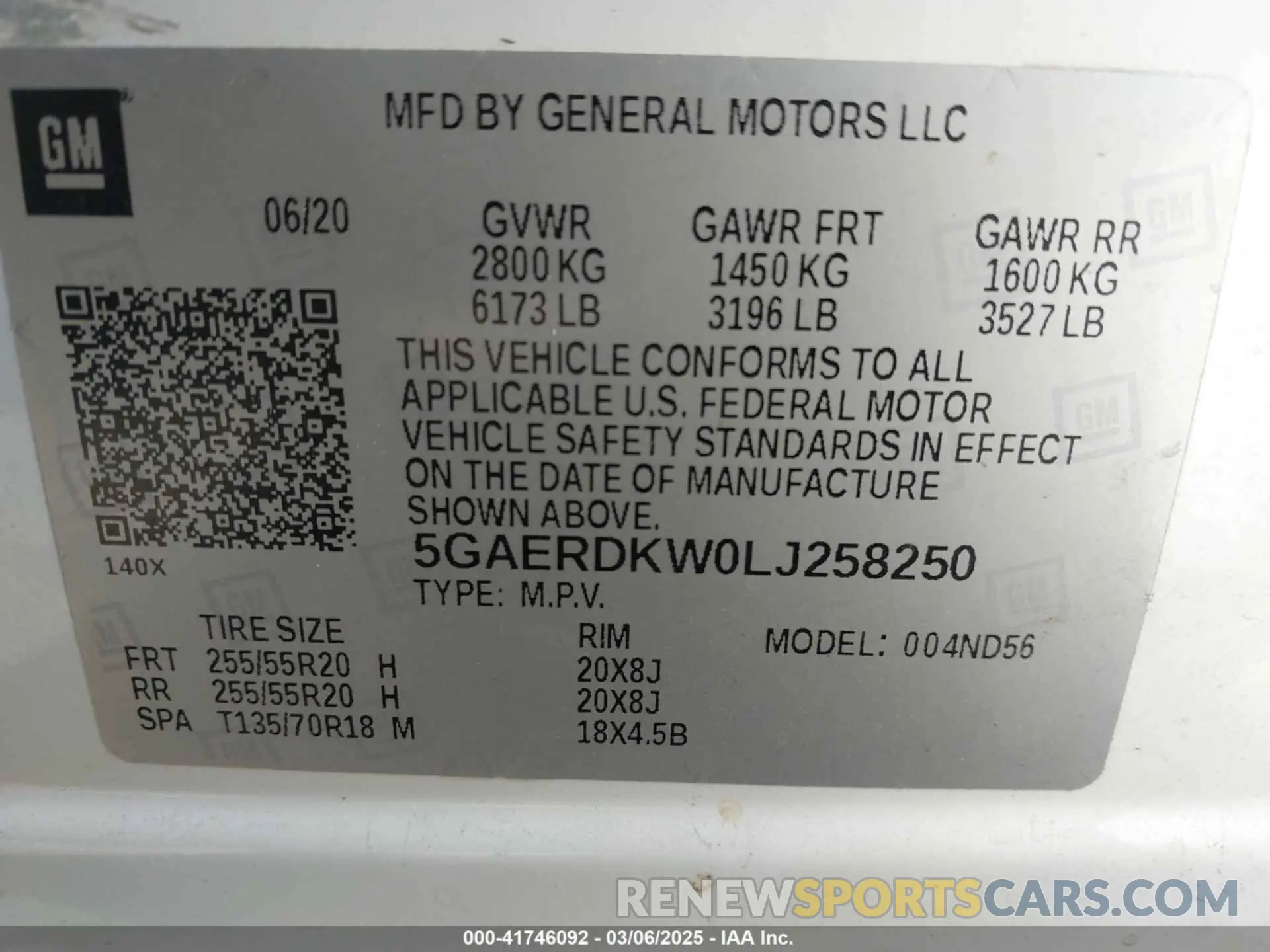 9 Photograph of a damaged car 5GAERDKW0LJ258250 BUICK ENCLAVE 2020