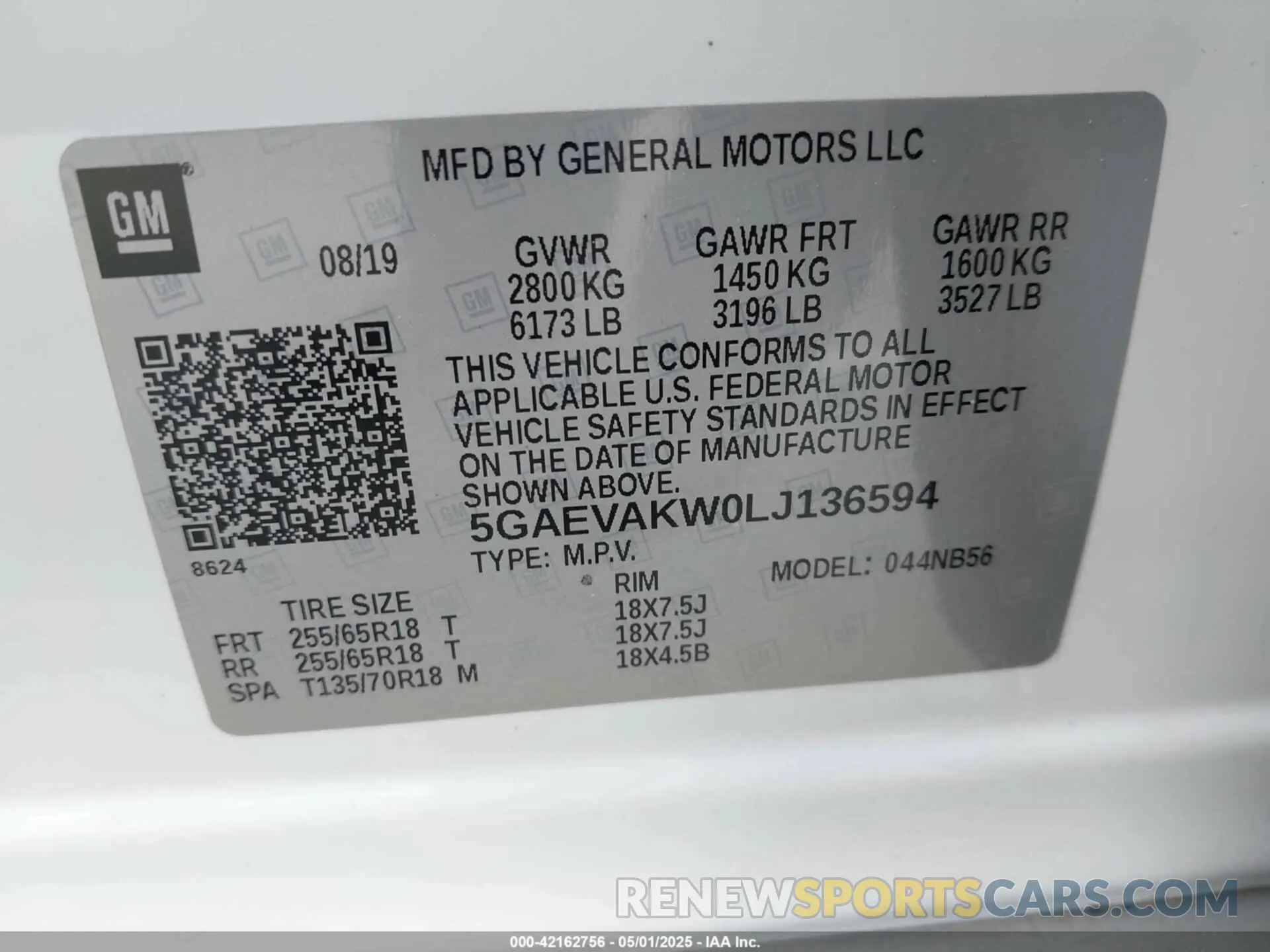 9 Фотография поврежденного автомобиля 5GAEVAKW0LJ136594 BUICK ENCLAVE 2020