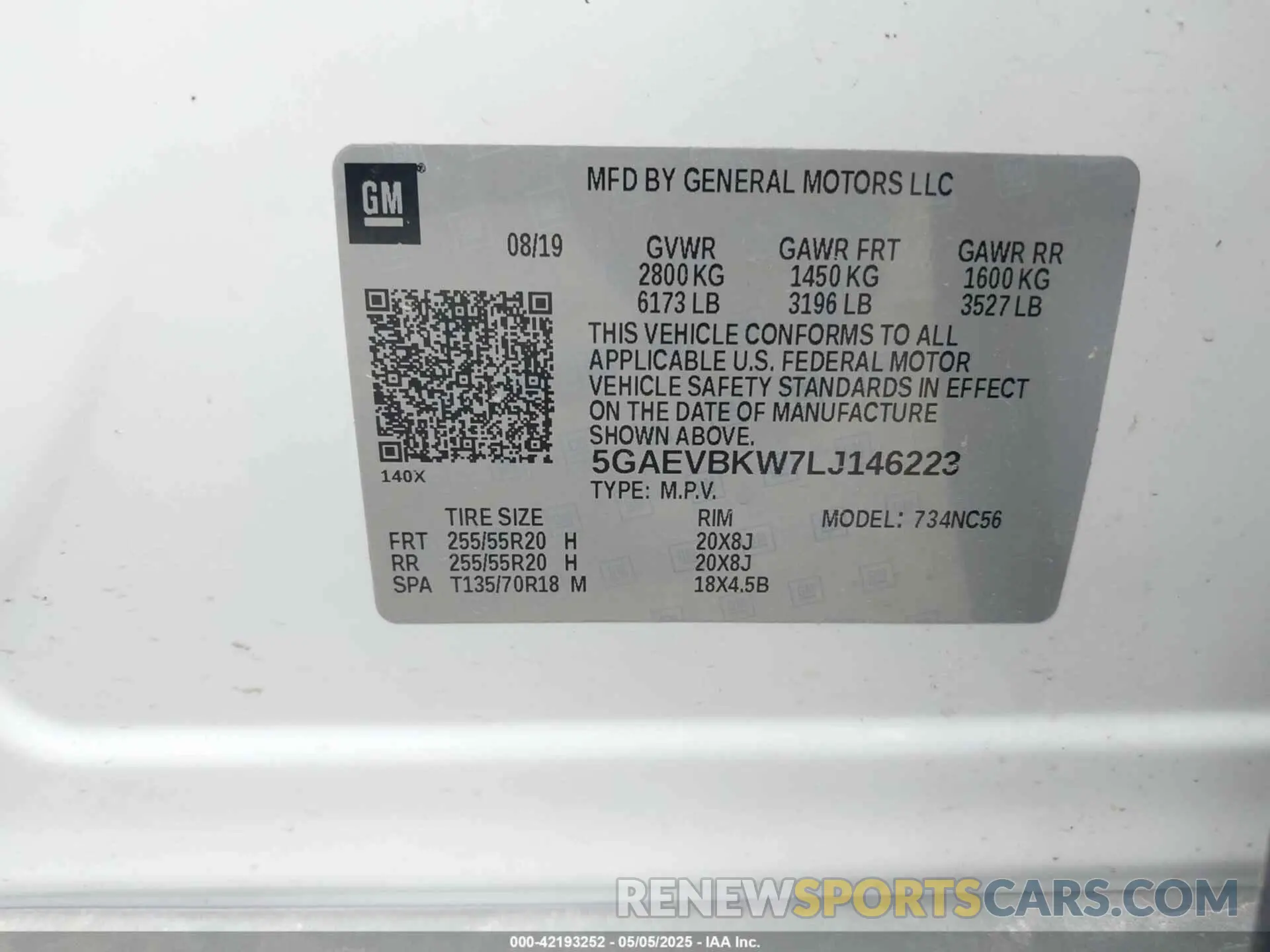 9 Фотография поврежденного автомобиля 5GAEVBKW7LJ146223 BUICK ENCLAVE 2020