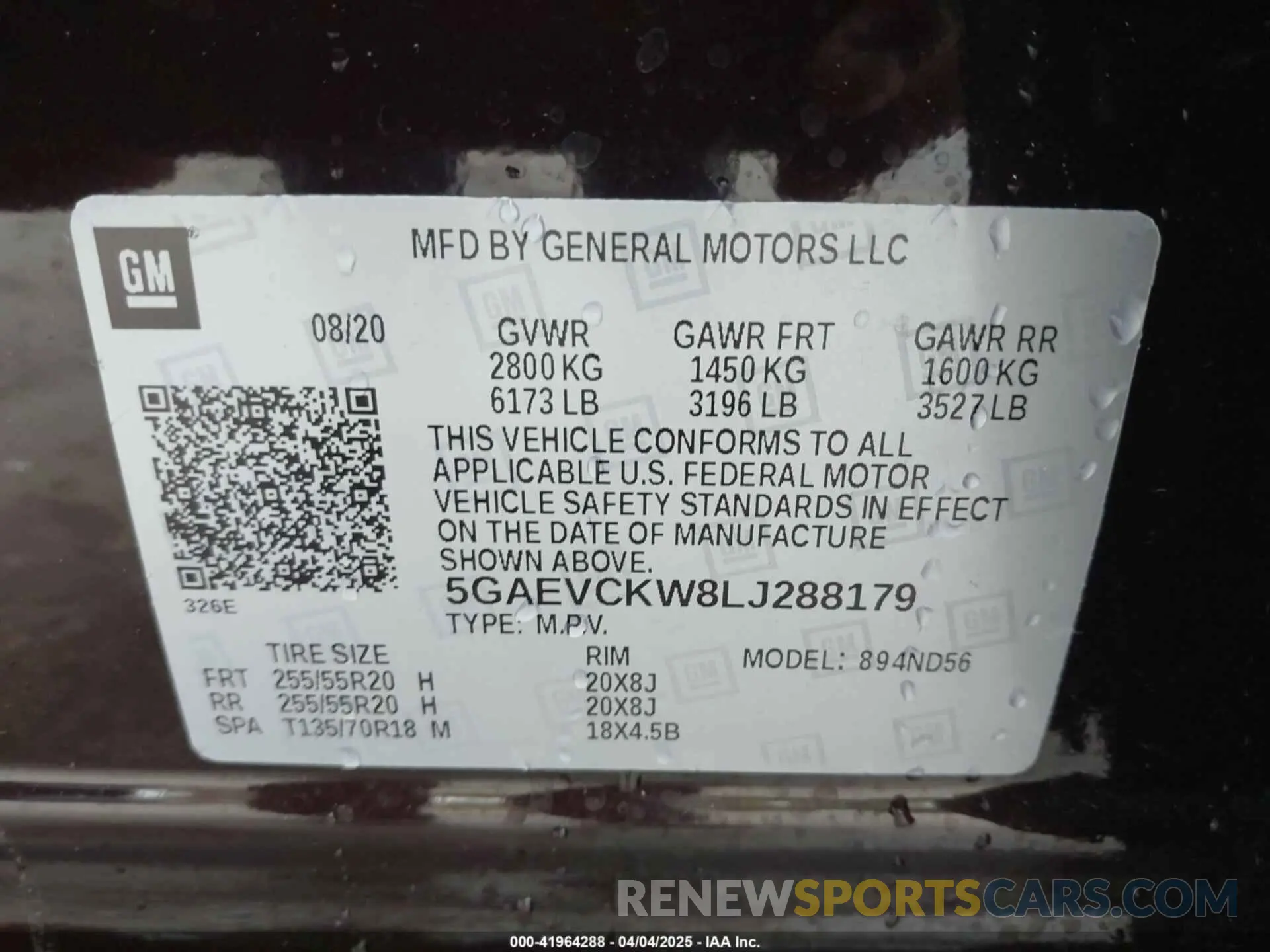 9 Photograph of a damaged car 5GAEVCKW8LJ288179 BUICK ENCLAVE 2020