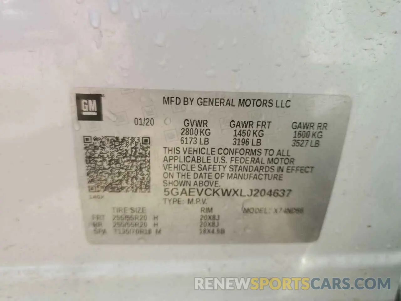 13 Photograph of a damaged car 5GAEVCKWXLJ204637 BUICK ENCLAVE 2020