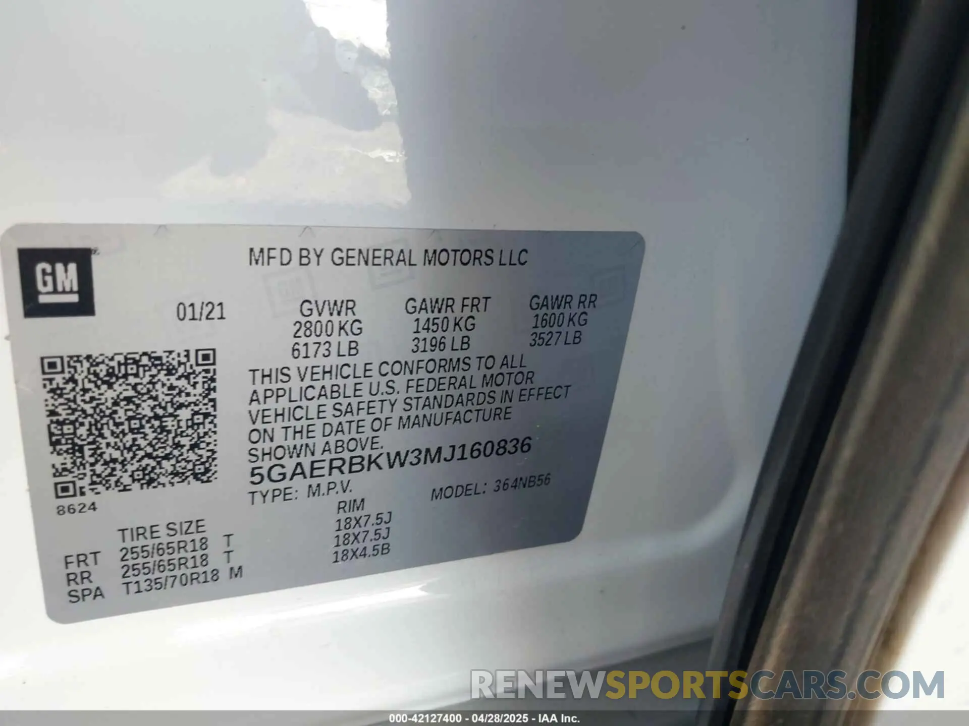 9 Photograph of a damaged car 5GAERBKW3MJ160836 BUICK ENCLAVE 2021