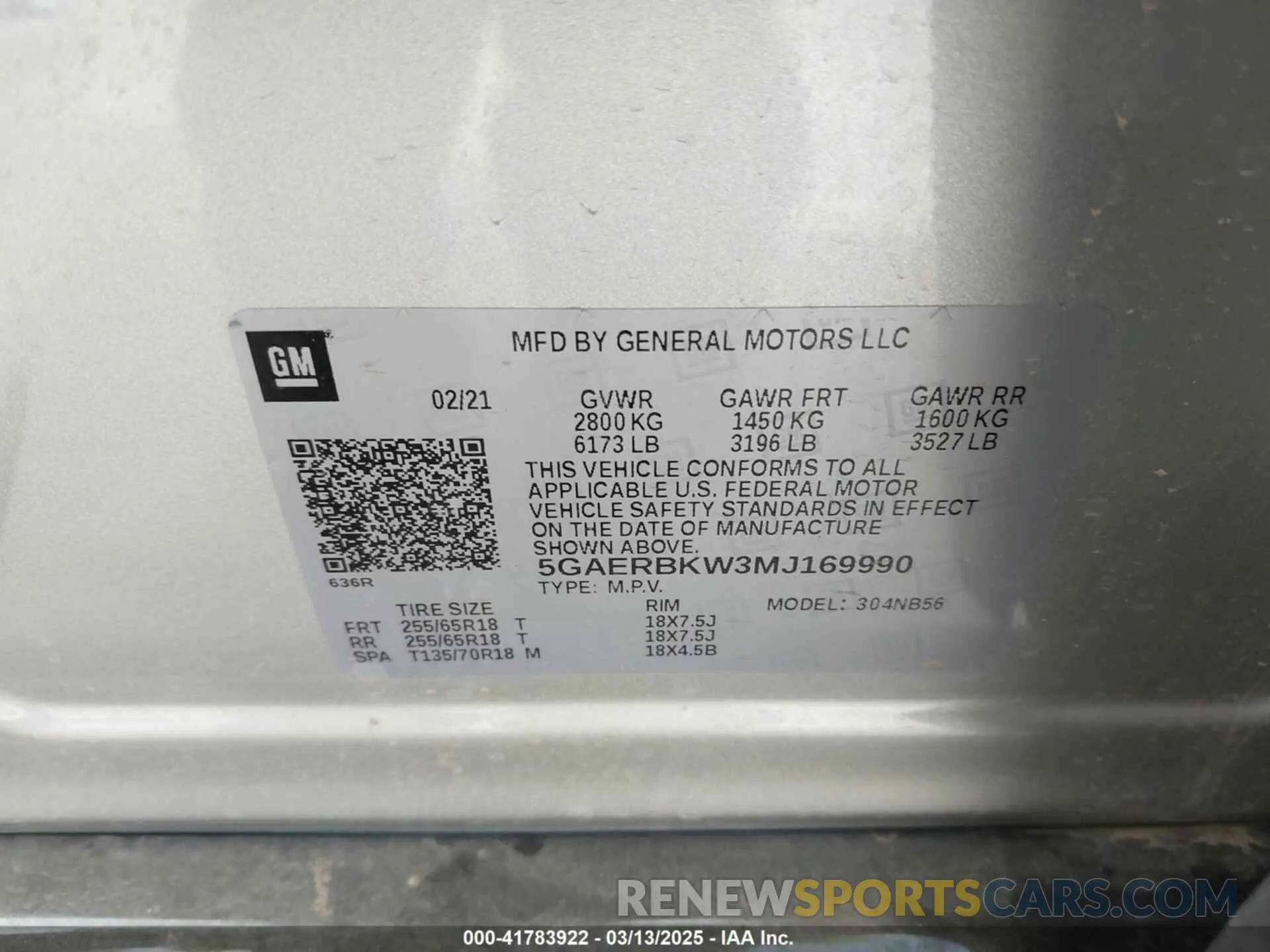 9 Photograph of a damaged car 5GAERBKW3MJ169990 BUICK ENCLAVE 2021