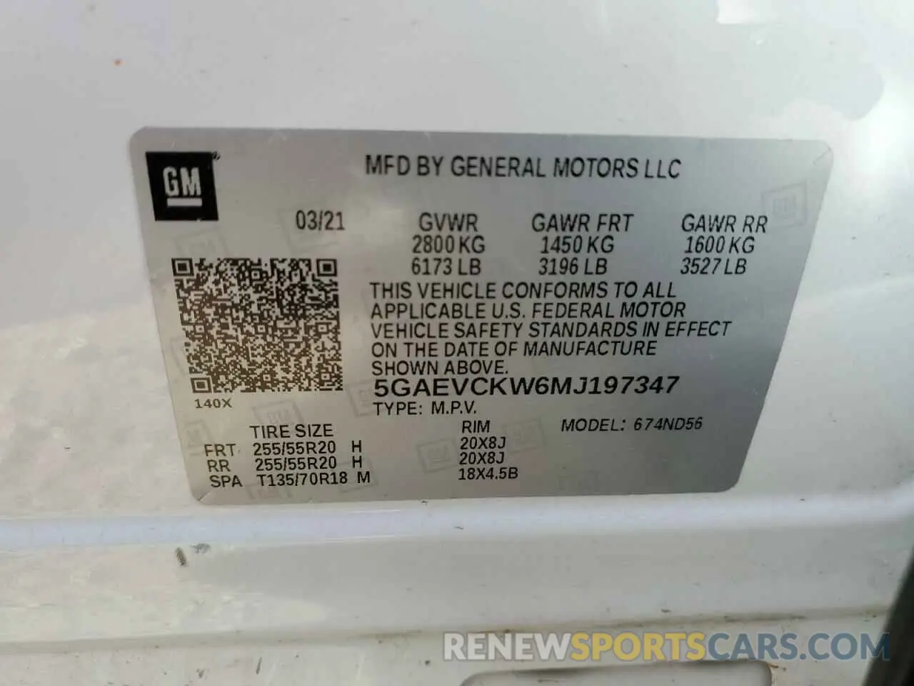 14 Photograph of a damaged car 5GAEVCKW6MJ197347 BUICK ENCLAVE 2021