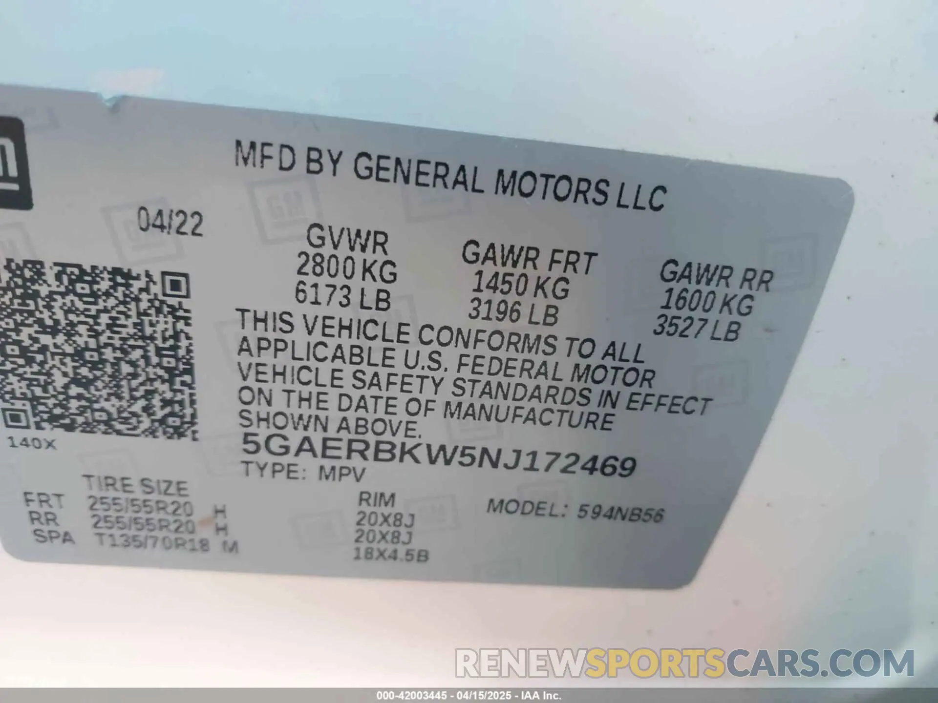 9 Photograph of a damaged car 5GAERBKW5NJ172469 BUICK ENCLAVE 2022