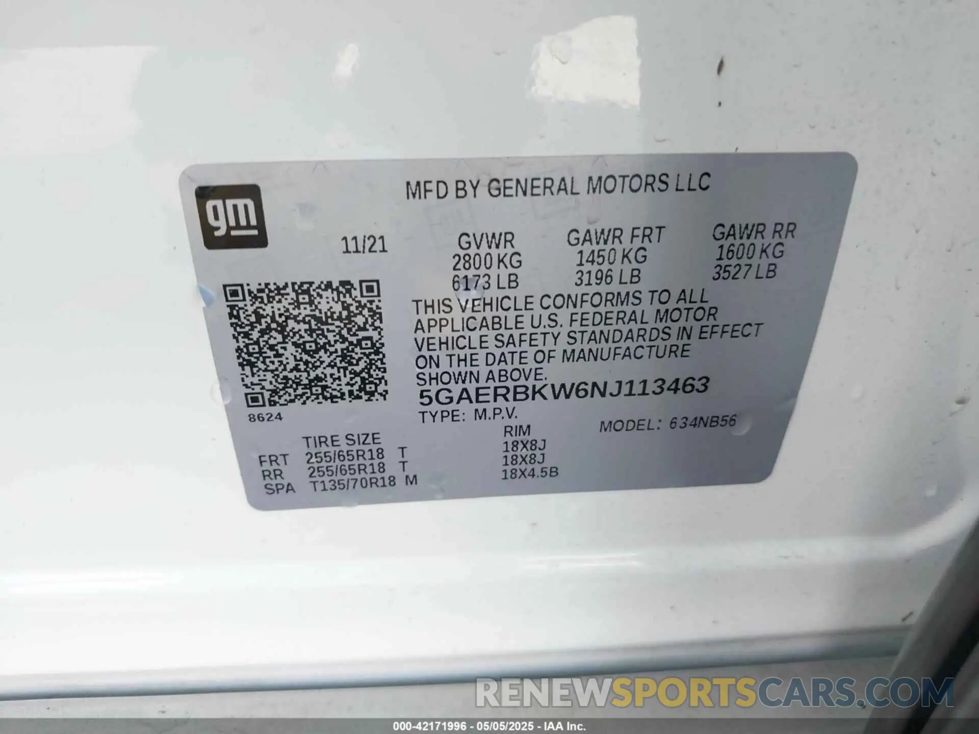 9 Photograph of a damaged car 5GAERBKW6NJ113463 BUICK ENCLAVE 2022