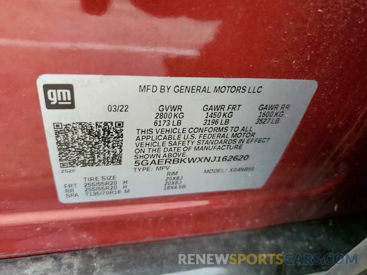 13 Photograph of a damaged car 5GAERBKWXNJ162620 BUICK ENCLAVE 2022