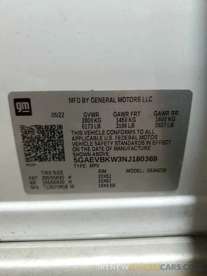 13 Фотография поврежденного автомобиля 5GAEVBKW3NJ180369 BUICK ENCLAVE 2022