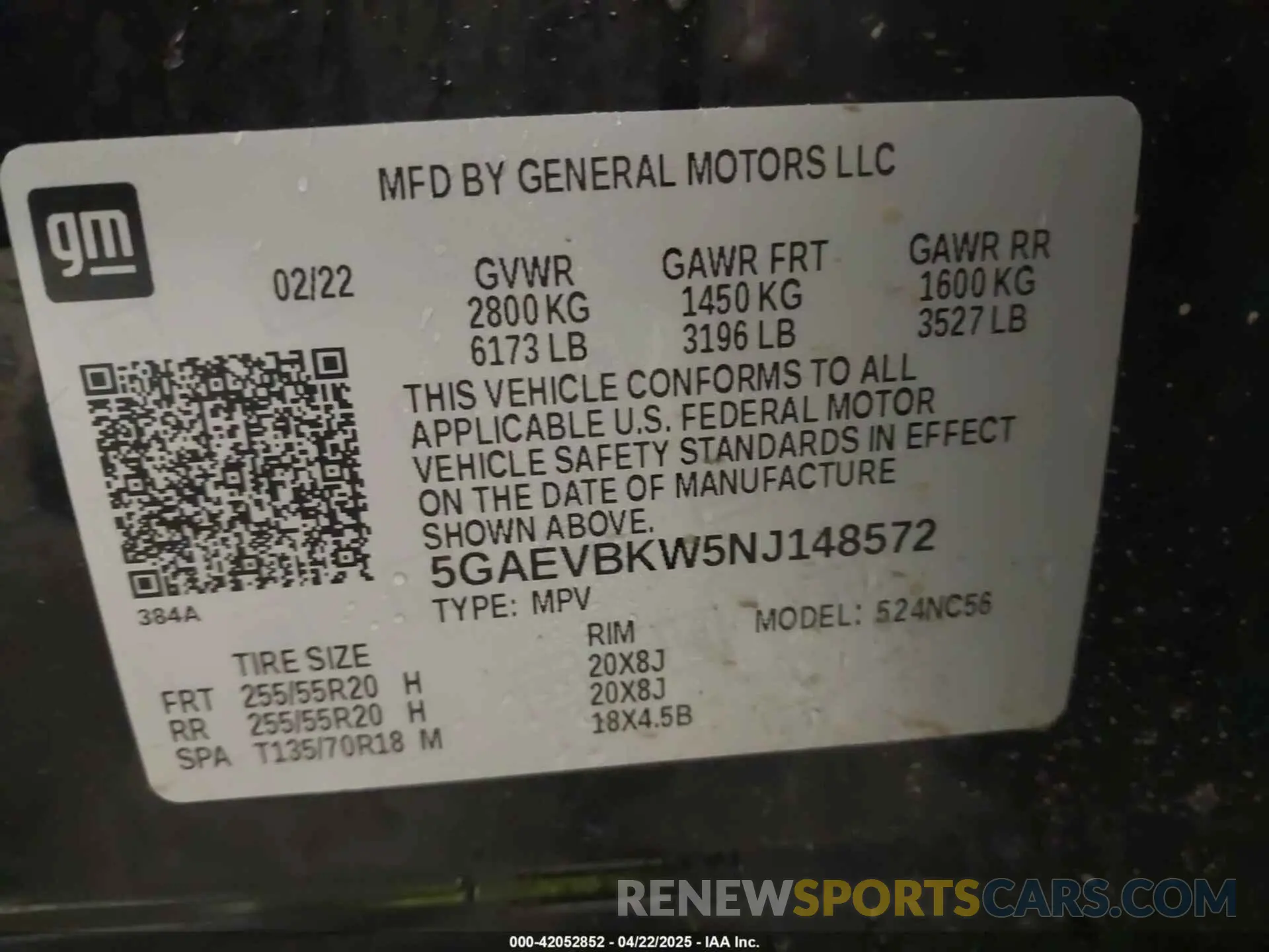 9 Фотография поврежденного автомобиля 5GAEVBKW5NJ148572 BUICK ENCLAVE 2022