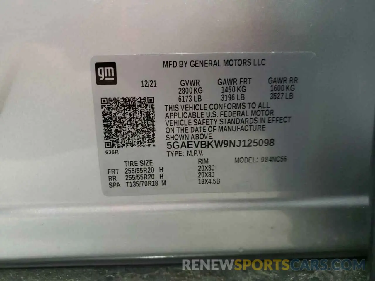13 Photograph of a damaged car 5GAEVBKW9NJ125098 BUICK ENCLAVE 2022