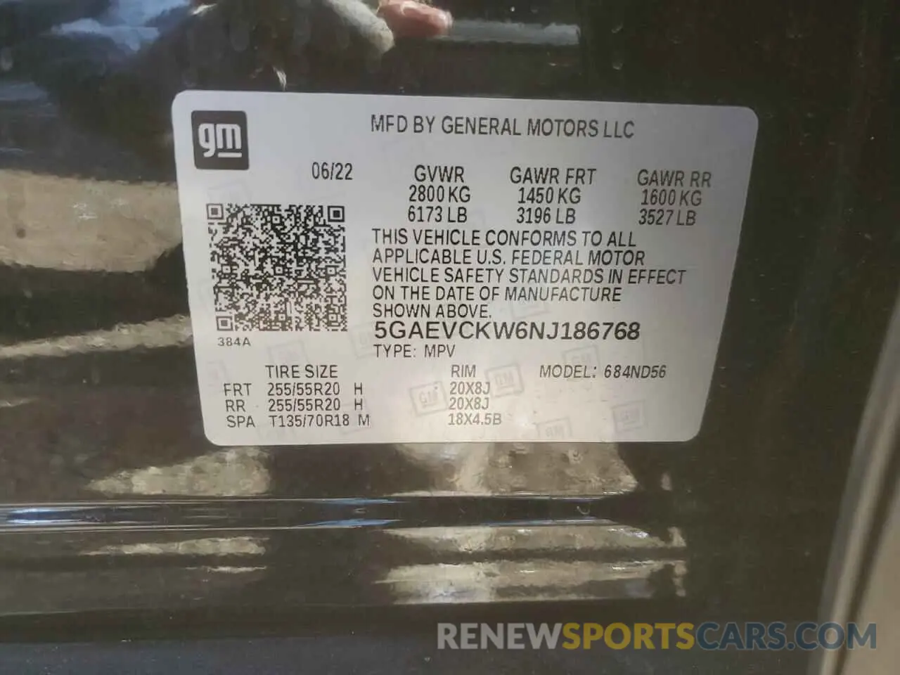 16 Photograph of a damaged car 5GAEVCKW6NJ186768 BUICK ENCLAVE 2022