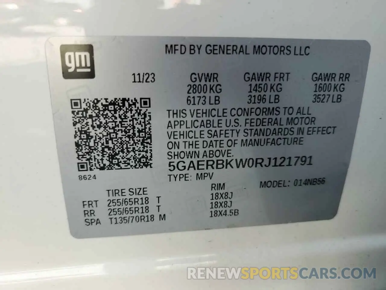 13 Photograph of a damaged car 5GAERBKW0RJ121791 BUICK ENCLAVE 2024