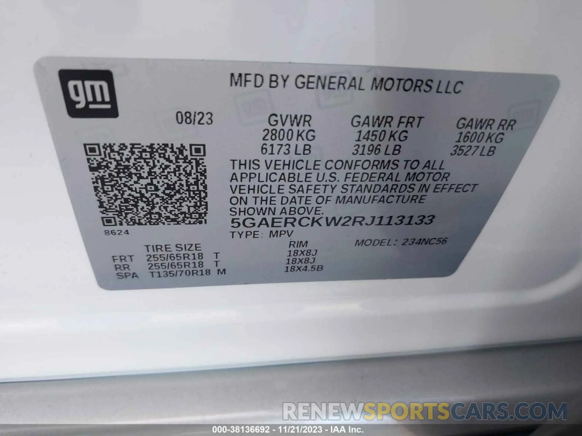 9 Photograph of a damaged car 5GAERCKW2RJ113133 BUICK ENCLAVE 2024