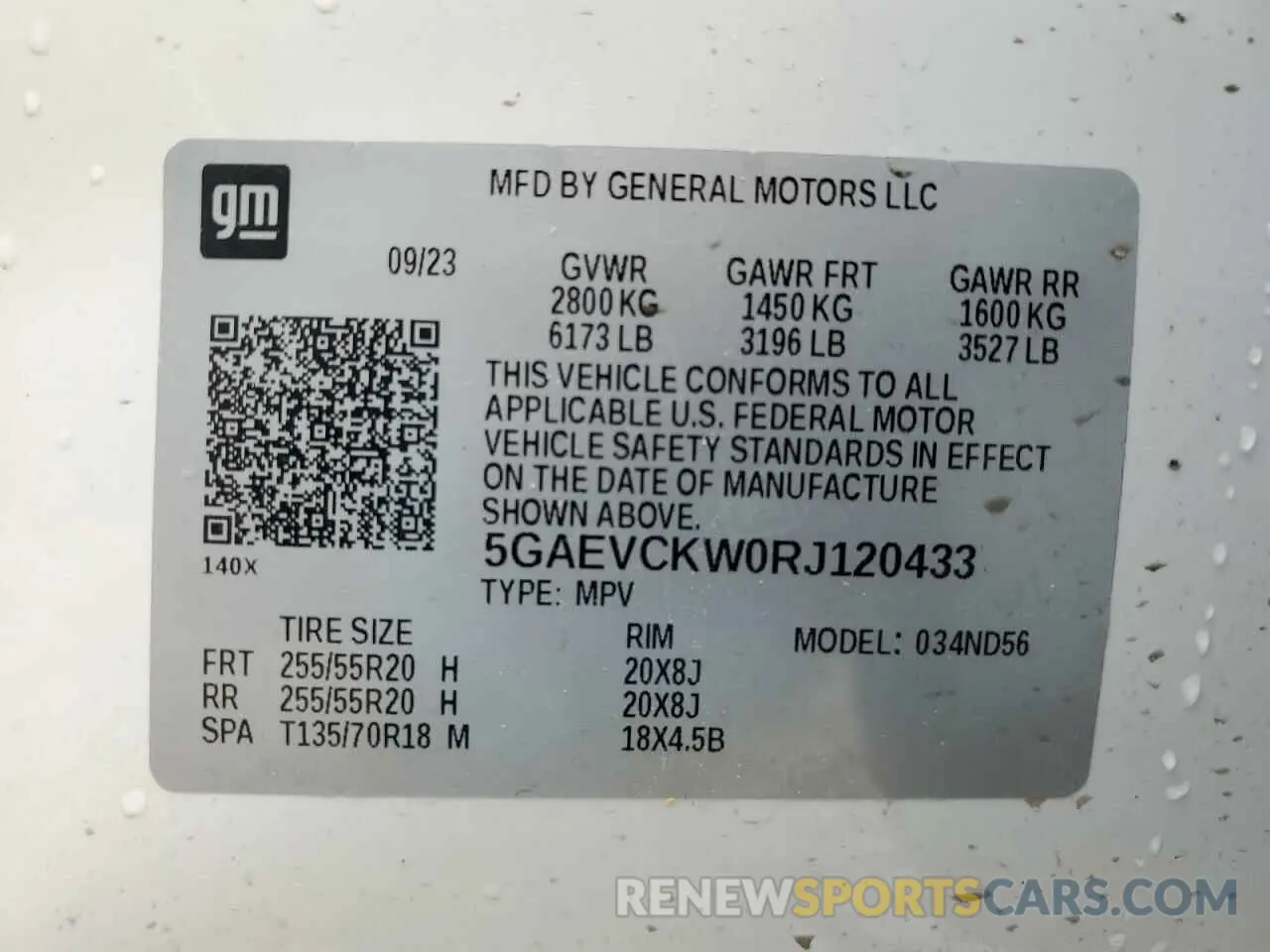 14 Photograph of a damaged car 5GAEVCKW0RJ120433 BUICK ENCLAVE 2024