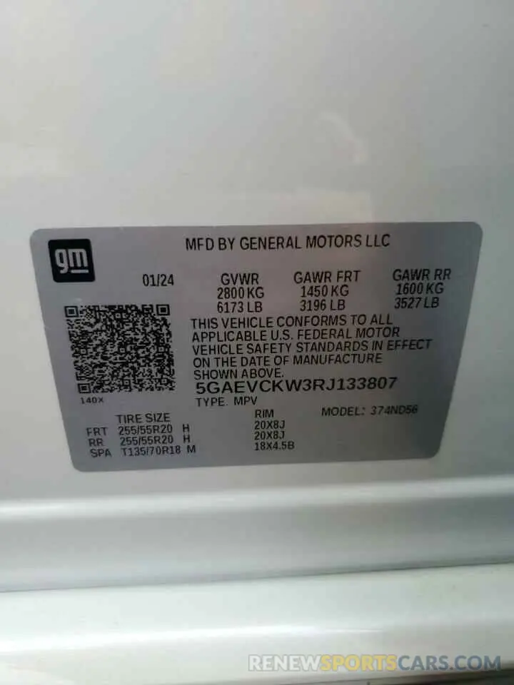 13 Фотография поврежденного автомобиля 5GAEVCKW3RJ133807 BUICK ENCLAVE 2024
