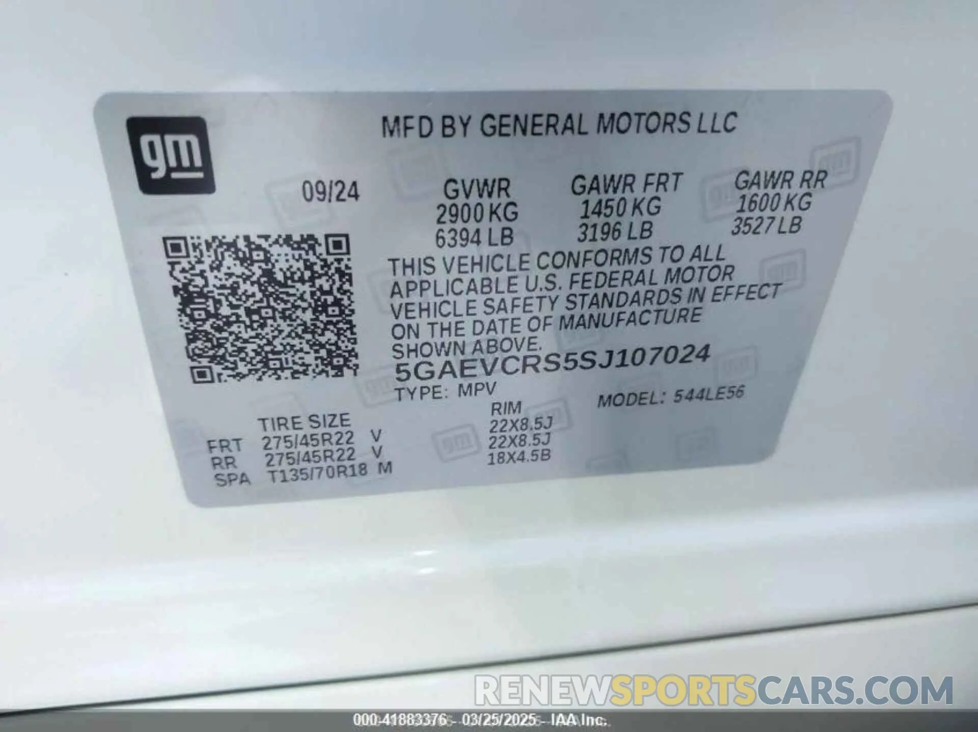 9 Photograph of a damaged car 5GAEVCRS5SJ107023 BUICK ENCLAVE 2025