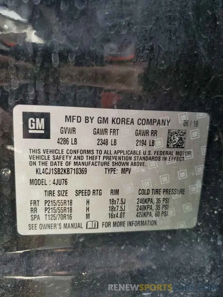 13 Фотография поврежденного автомобиля KL4CJ1SB2KB710369 BUICK ENCORE 2019