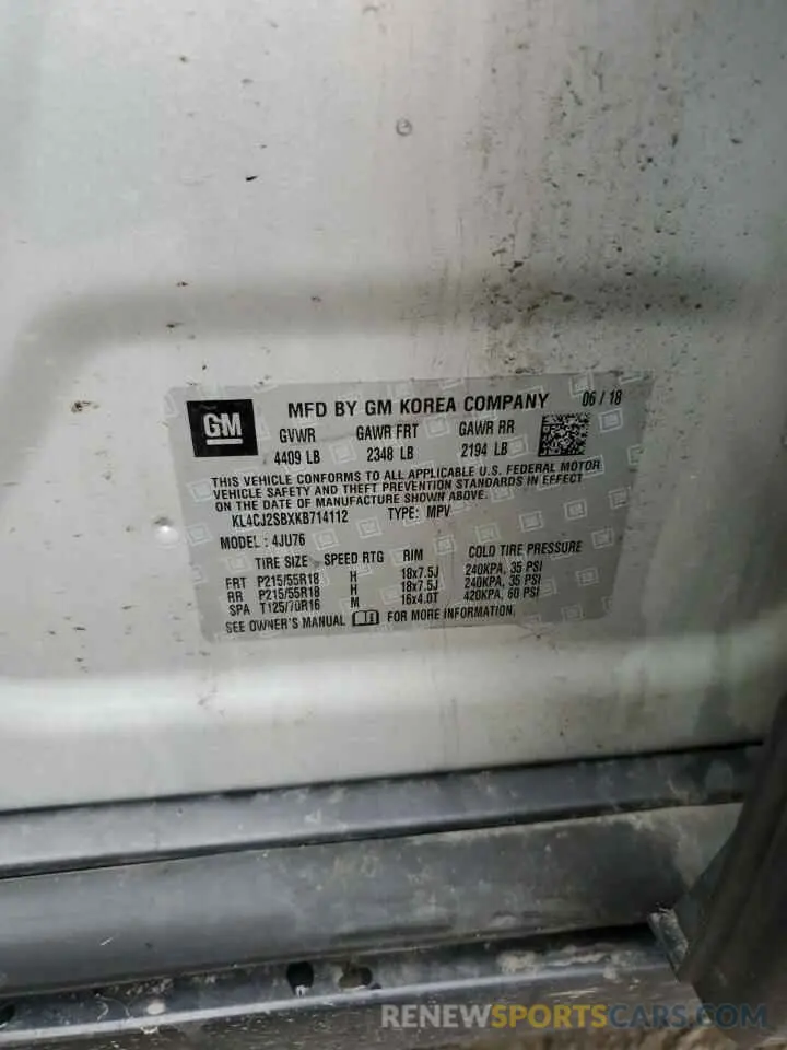 14 Photograph of a damaged car KL4CJ2SBXKB714112 BUICK ENCORE 2019