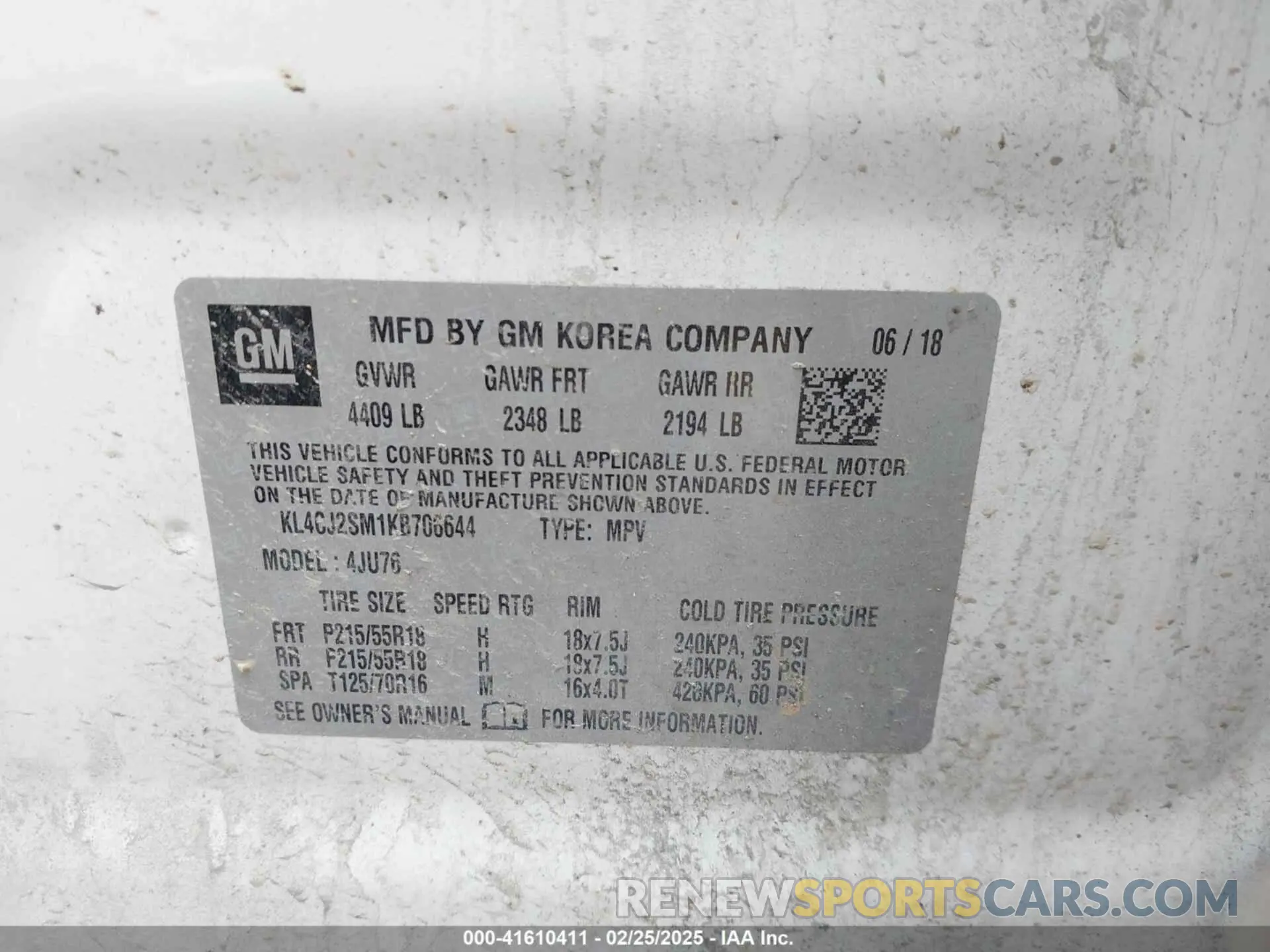 9 Photograph of a damaged car KL4CJ2SM1KB706644 BUICK ENCORE 2019
