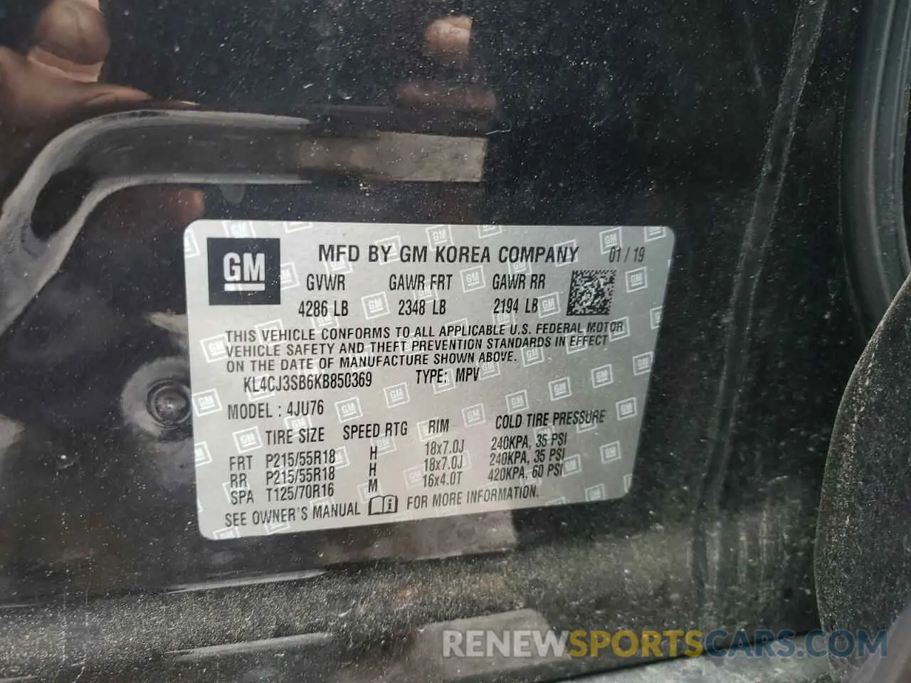 14 Photograph of a damaged car KL4CJ3SB6KB850369 BUICK ENCORE 2019