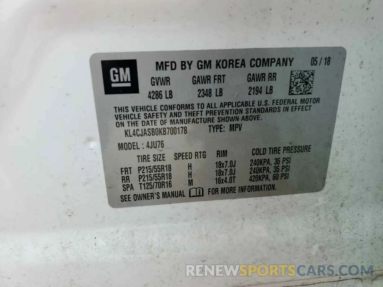 14 Photograph of a damaged car KL4CJASB0KB700178 BUICK ENCORE 2019