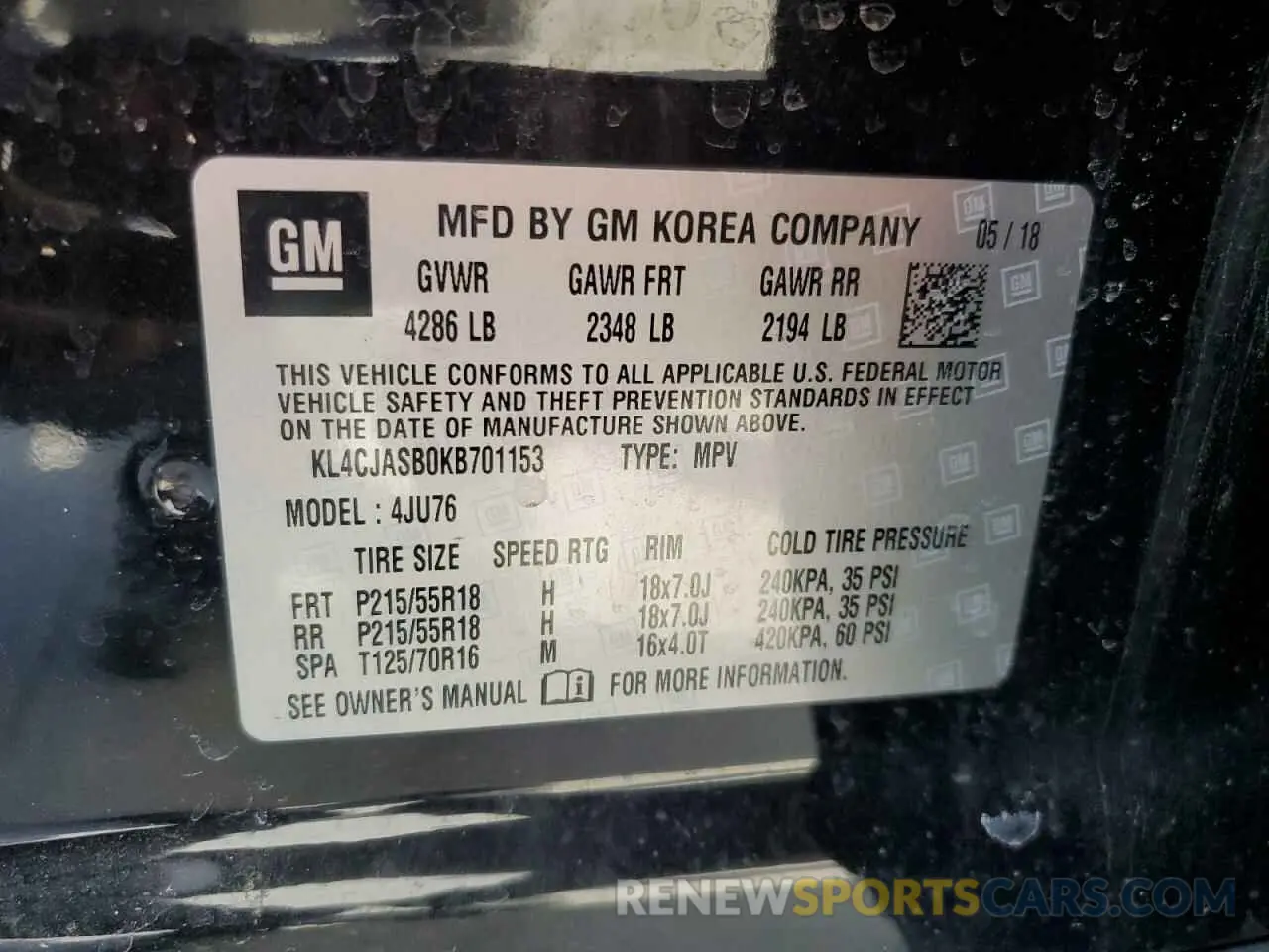 13 Photograph of a damaged car KL4CJASB0KB701153 BUICK ENCORE 2019