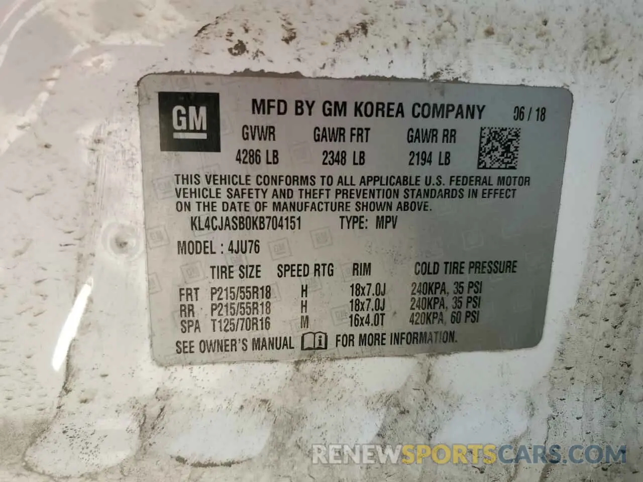 15 Фотография поврежденного автомобиля KL4CJASB0KB704151 BUICK ENCORE 2019