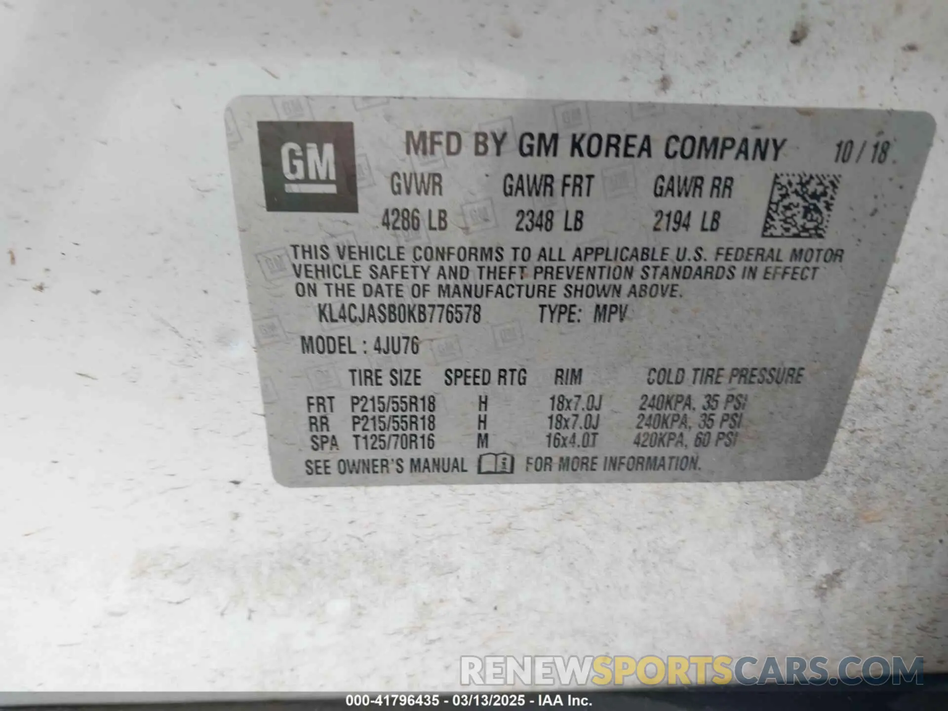9 Photograph of a damaged car KL4CJASB0KB776578 BUICK ENCORE 2019