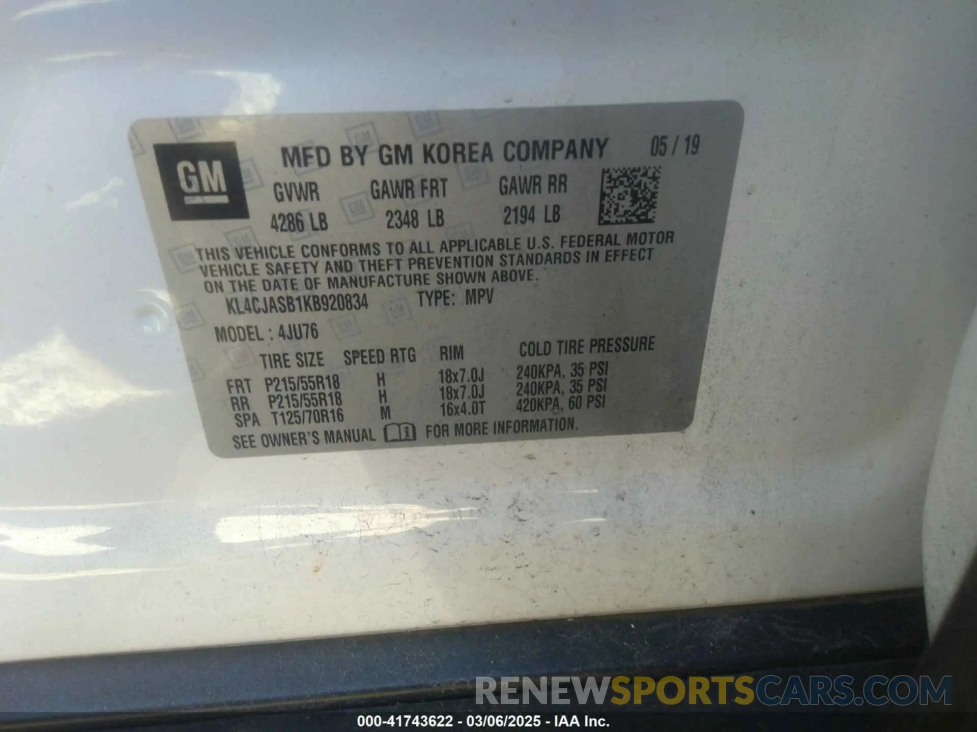 9 Photograph of a damaged car KL4CJASB1KB920834 BUICK ENCORE 2019