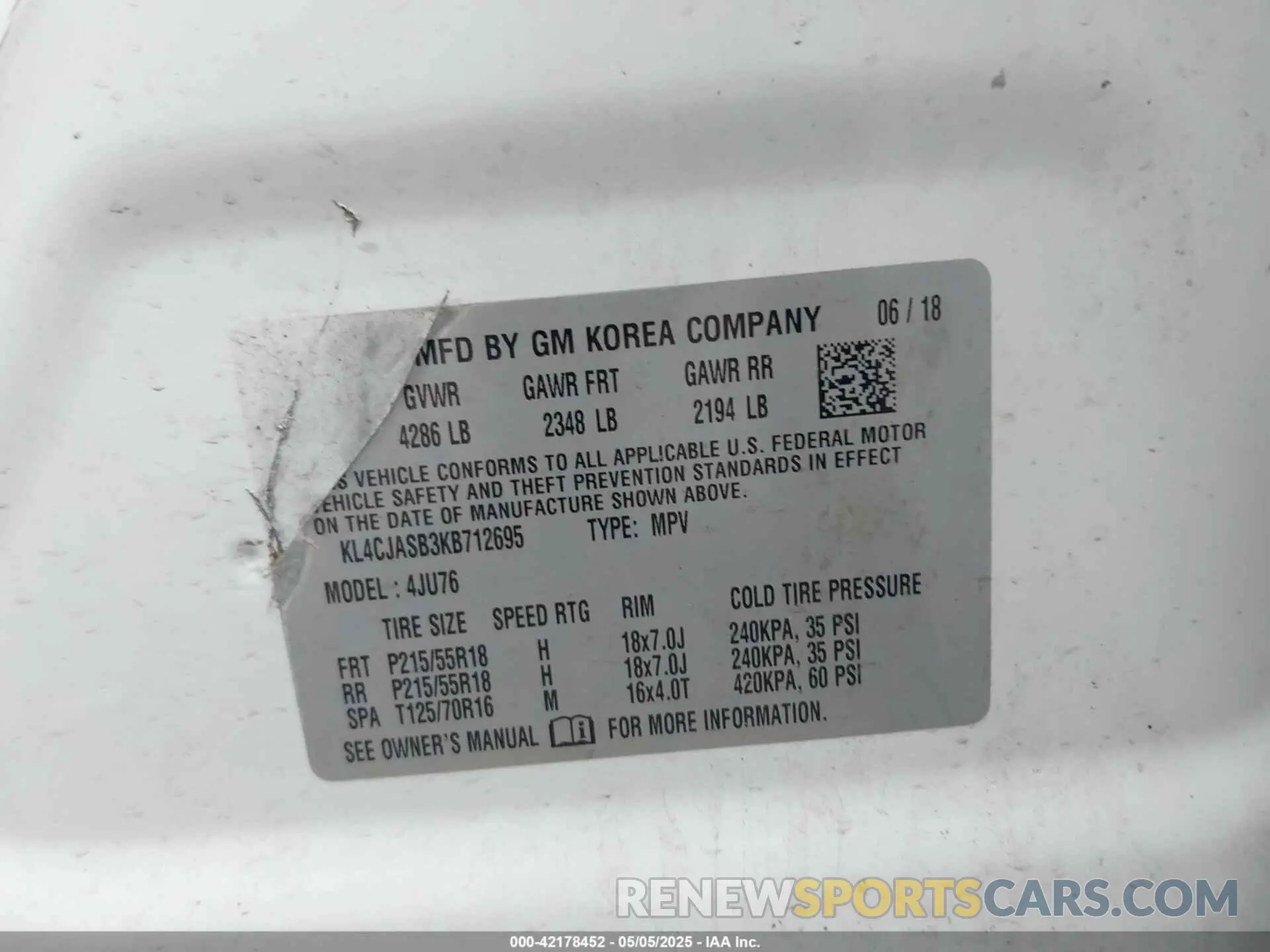 9 Photograph of a damaged car KL4CJASB3KB712695 BUICK ENCORE 2019