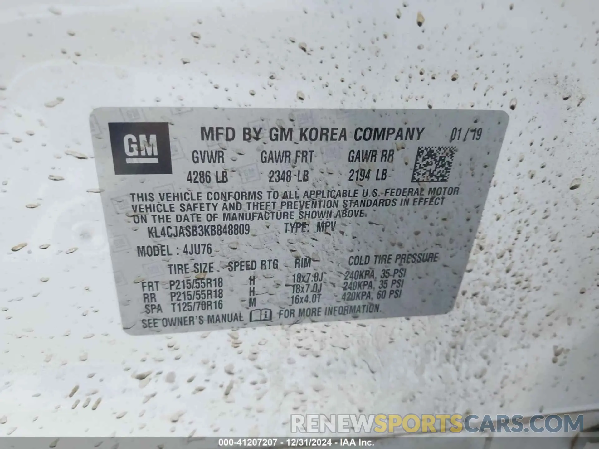 9 Photograph of a damaged car KL4CJASB3KB848809 BUICK ENCORE 2019