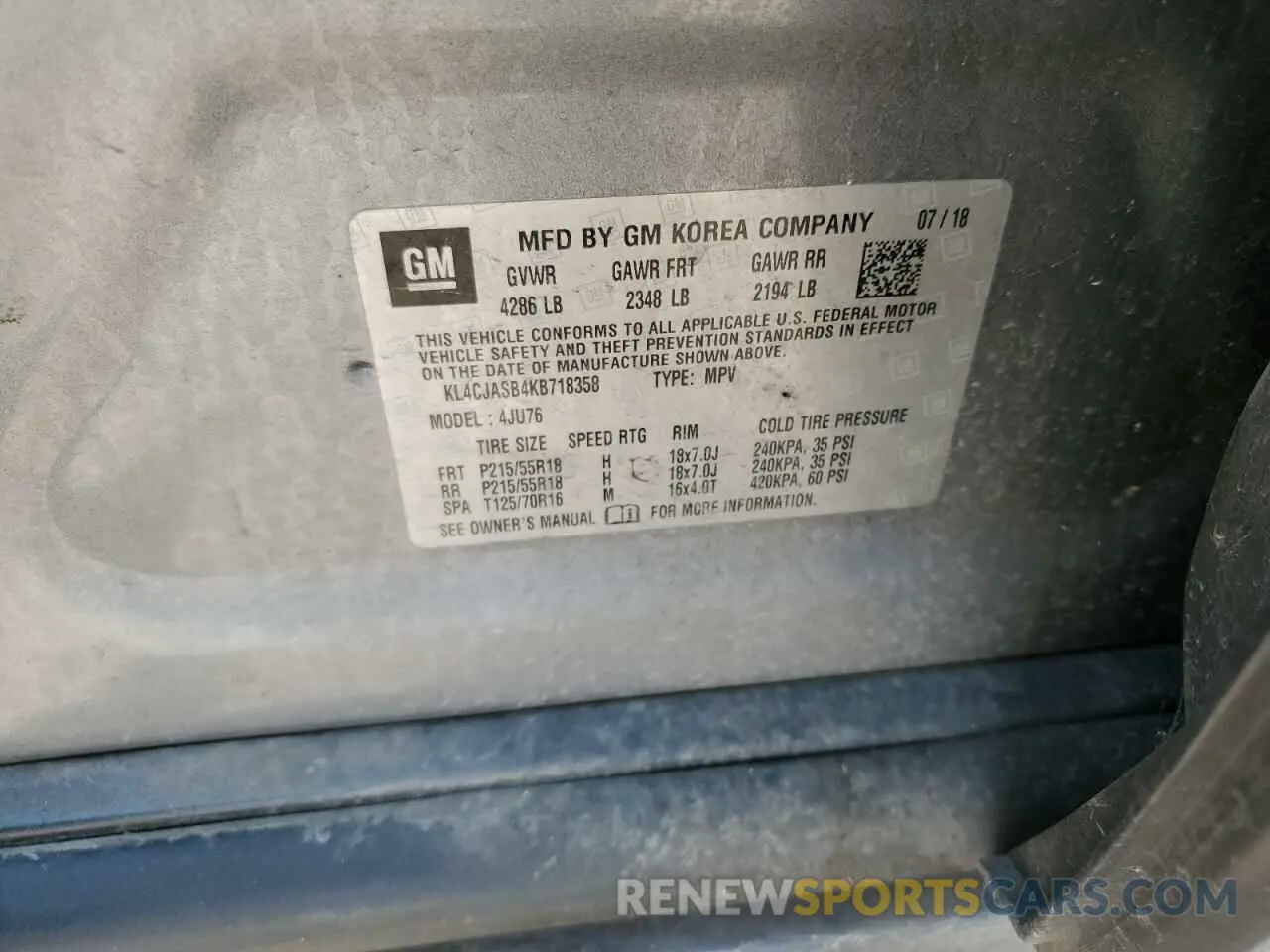 12 Photograph of a damaged car KL4CJASB4KB718358 BUICK ENCORE 2019