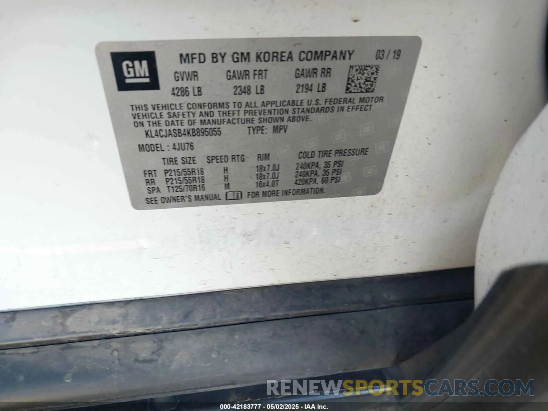 9 Photograph of a damaged car KL4CJASB4KB895055 BUICK ENCORE 2019