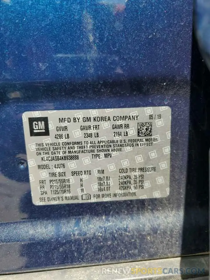 16 Photograph of a damaged car KL4CJASB4KB938888 BUICK ENCORE 2019