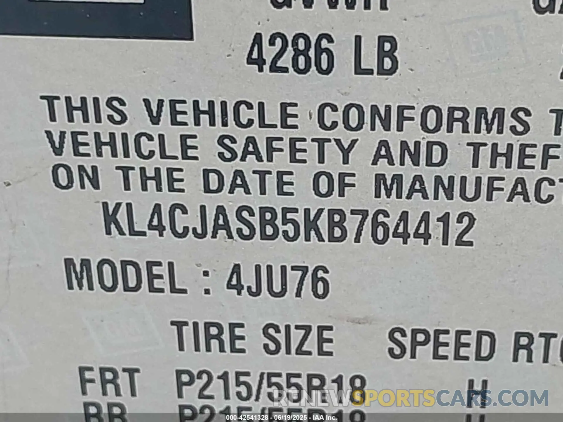 9 Photograph of a damaged car KL4CJASB5KB764412 BUICK ENCORE 2019