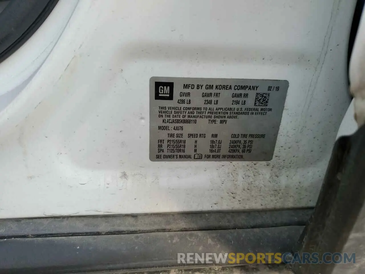 14 Photograph of a damaged car KL4CJASB5KB868110 BUICK ENCORE 2019