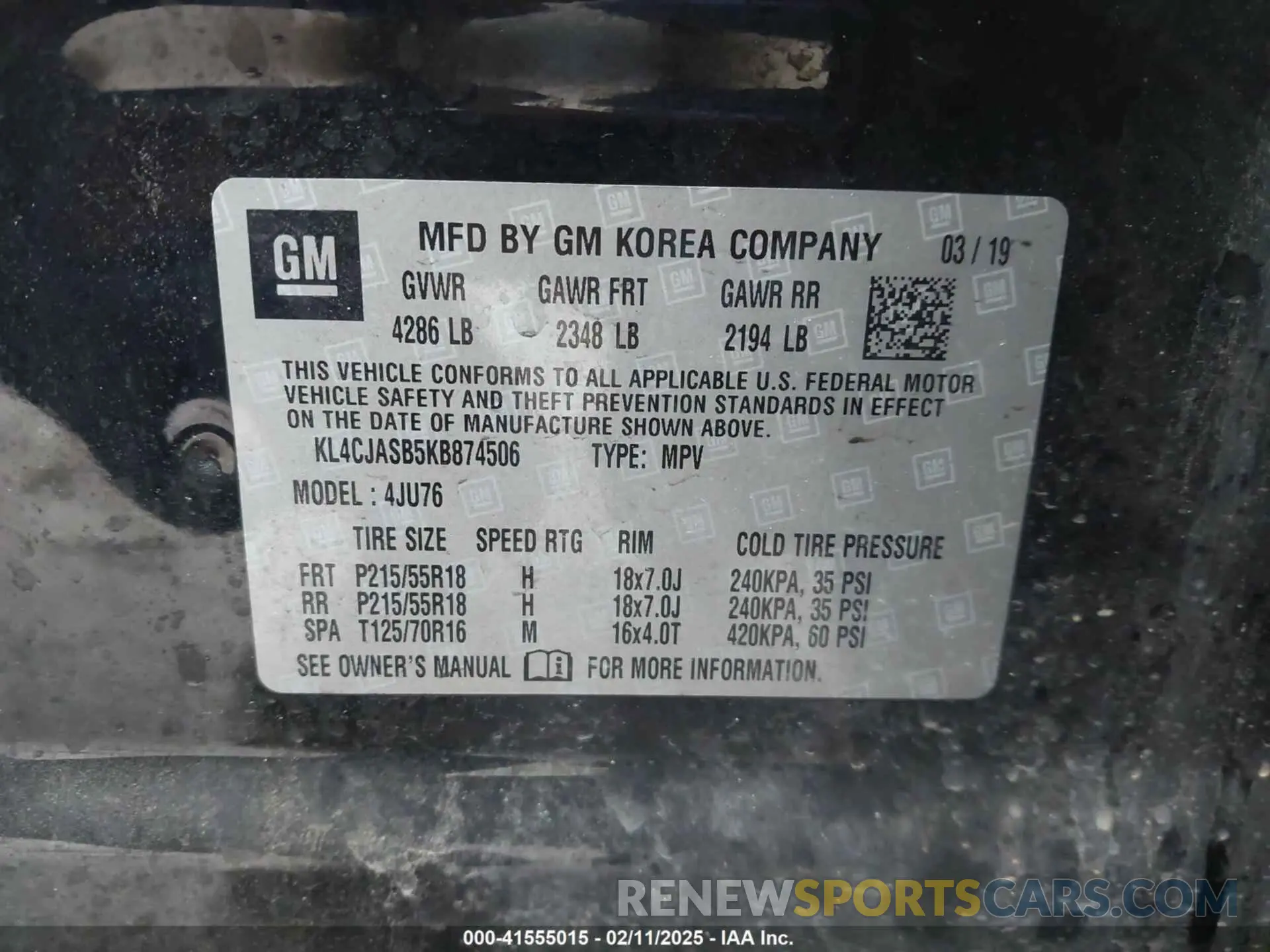 9 Photograph of a damaged car KL4CJASB5KB874506 BUICK ENCORE 2019