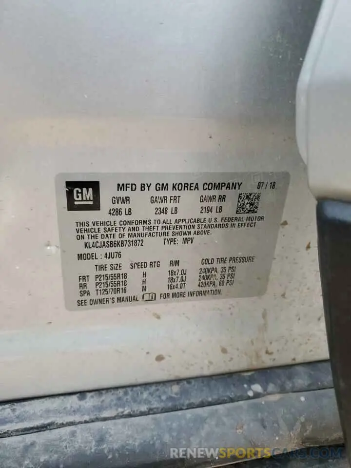 15 Photograph of a damaged car KL4CJASB6KB731872 BUICK ENCORE 2019