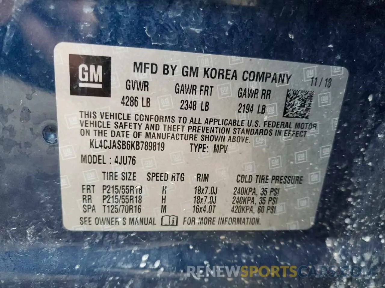 15 Photograph of a damaged car KL4CJASB6KB789819 BUICK ENCORE 2019