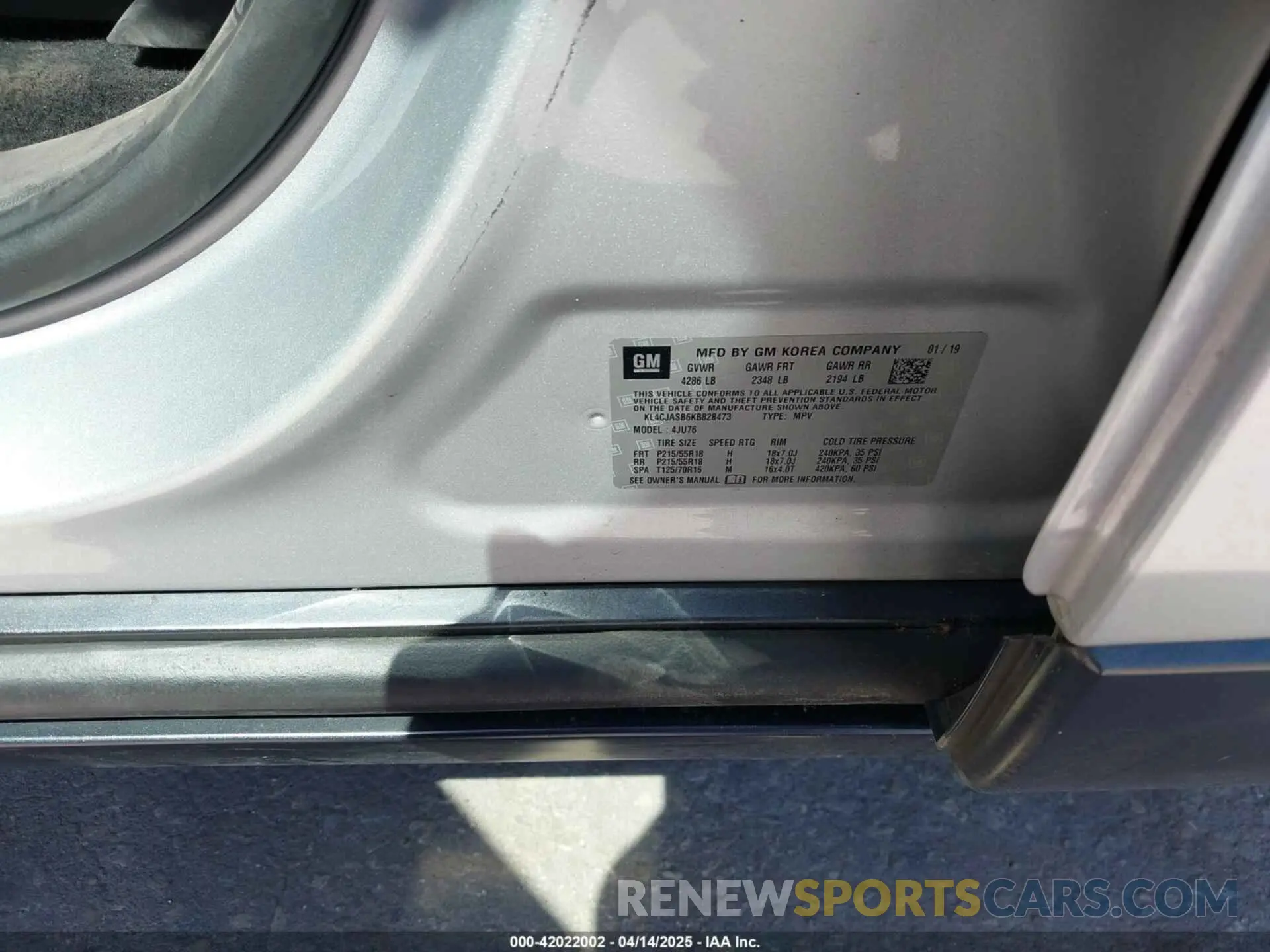 9 Photograph of a damaged car KL4CJASB6KB828473 BUICK ENCORE 2019