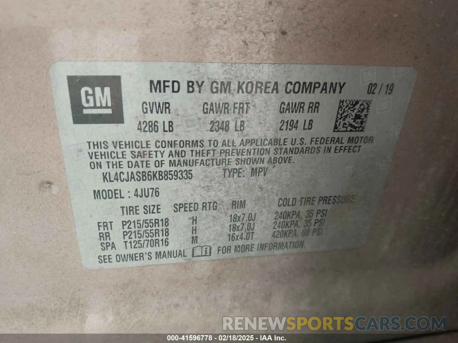 9 Photograph of a damaged car KL4CJASB6KB859335 BUICK ENCORE 2019