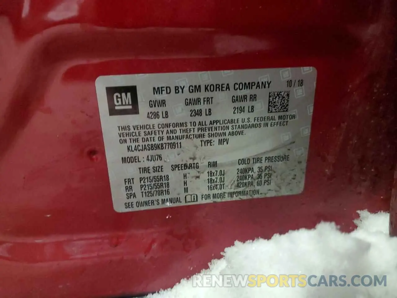 15 Photograph of a damaged car KL4CJASB9KB770911 BUICK ENCORE 2019