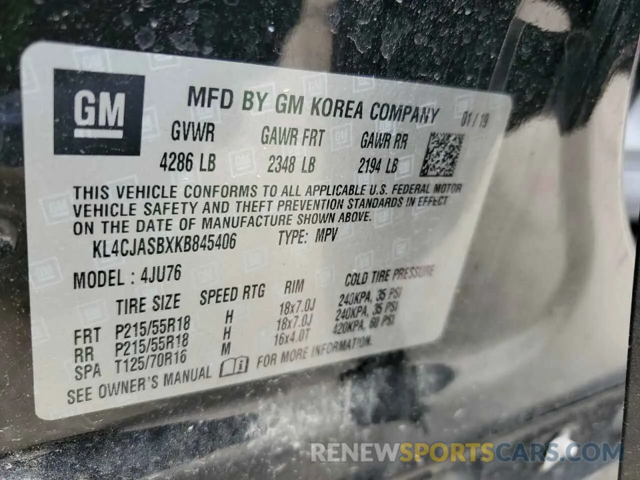 13 Photograph of a damaged car KL4CJASBXKB845406 BUICK ENCORE 2019